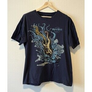 Hard Rock Cafe New York T Shirt Size XL Navy Embroidered Guitar